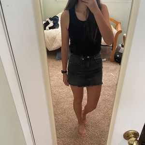 Black, denim skirt